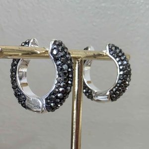 Hematite Small (18mm) Crystal Ball Hoops