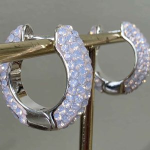 Rose Opal Small (18mm) Crystal Ball Hoops