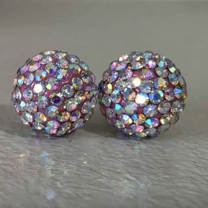 Pink Breaking Ice 10mm Crystal Ball Earrings