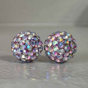 Pink Breaking Ice 8mm Crystal Ball Earrings