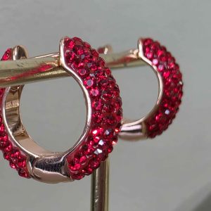Red Small (18mm) Crystal Ball Hoops