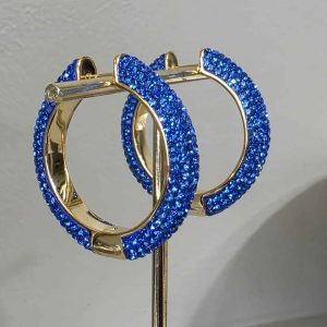 Sapphire Large (35mm) Crystal Ball Hoops