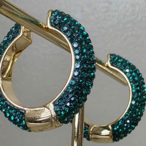 Emerald Medium (25mm) Crystal Ball Hoops