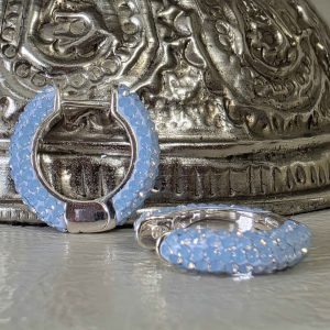 Baby Blue Opal Small (18mm) Crystal Ball Hoops