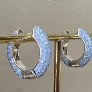Blue Opal Small (18mm) Crystal Ball Hoops