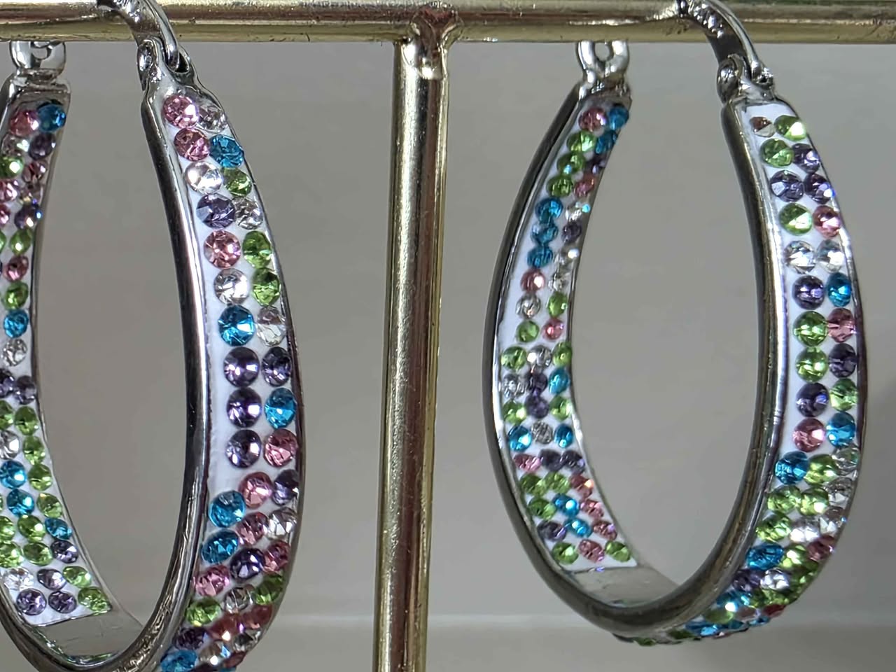 Secret Garden Crystal Ball Hoops – Large (35mm) - Image 2