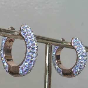 Silver AB Small (18mm) Crystal Ball Hoops