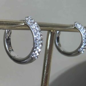Silver Small (16mm) Crystal Ball Hoops