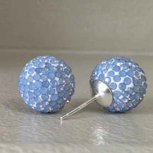 Blue Opal 12mm Crystal Ball Earrings