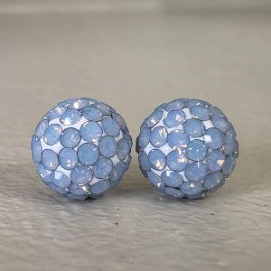 Blue Opal 8mm Crystal Ball Earrings