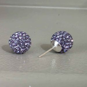 Violet 10mm Crystal Ball Earrings