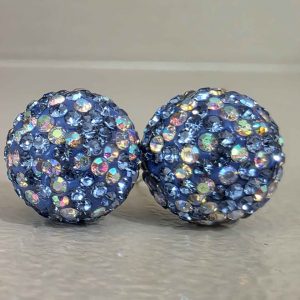 Blue AB 12mm Crystal Ball Earrings