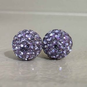 Violet 8mm Crystal Ball Earrings