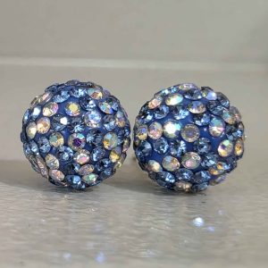 Blue AB 10mm Crystal Ball Earrings