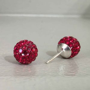Red 8mm Crystal Ball Earrings