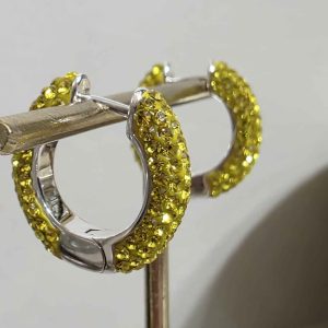 Yellow Small (18mm) Crystal Ball Hoops